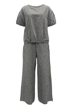 Full Size Plaid Round Neck Half Sleeve Top and Pants Set