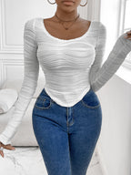 Perfee Scoop Neck Long Sleeve Top