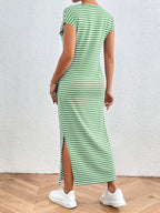 Honey Tied Striped Round Neck Short Sleeve Tee Dress