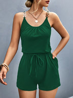 Scoop Neck Romper with Pockets
