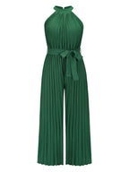Cutout Tied Pleated Sleeveless Jumpsuit