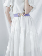 Geometric Buckle Elastic Wide Belt