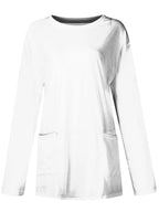 Full Size Pocketed Round Neck Long Sleeve T-Shirt