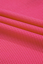 Waffle-Knit V-Neck Long Sleeve Blouse