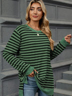 Striped Round Neck Long Sleeve T-Shirt